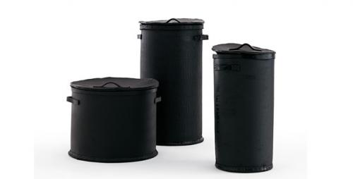 POUBELLE contenitori cilindrici in gomma nera opinionciatti domus arredi lissone.jpg